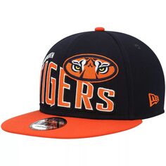 Мужская двухцветная винтажная шляпа Snapback New Era Navy Auburn Tigers Wave 9FIFTY