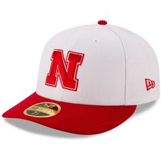 Мужская шляпа New Era White/Scarlet Nebraska Huskers Basic Low Profile 59FIFTY Облегающая шляпа