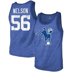 Мужская майка Majestic Threads Quenton Nelson Heathered Royal Indianapolis Colts с именем и номером из тройной смеси