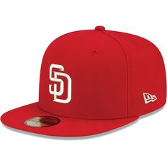 Мужская приталенная шляпа New Era Red San Diego Padres Logo White 59FIFTY