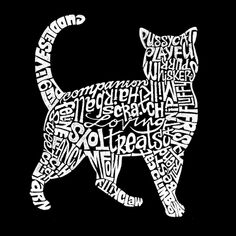Кот — мужской свитшот с круглым вырезом с принтом Word Art LA Pop Art