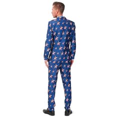 Мужской костюм Suitmeister Slim Fit USA со звездами и полосками Americana, комплект костюма и галстука