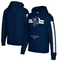 Мужской темно-синий пуловер с капюшоном Mitchell &amp; Ness Los Angeles Rams с тремя полосками