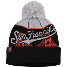 Мужская черная вязаная шапка New Era San Francisco Giants Bridge с манжетами и помпоном