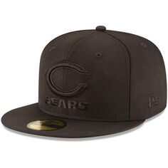 Мужская приталенная шляпа New Era Chicago Bears Black on Black 59FIFTY