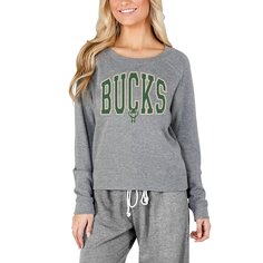 Футболка с длинным рукавом Concepts Sport Milwaukee Bucks, серый