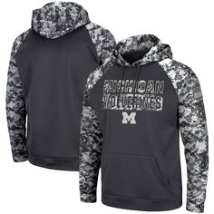 Пуловер с капюшоном Colosseum Michigan Wolverines, угольный