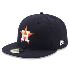 Мужская темно-синяя шляпа New Era Houston Astros Home Authentic Collection On Field 59FIFTY Performance приталенная шляпа