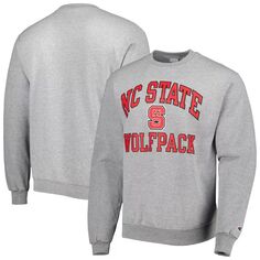Мужской пуловер с капюшоном Champion Heather Grey NC State Wolfpack High Motor