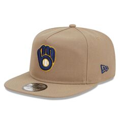 Мужская регулируемая кепка New Era цвета хаки Milwaukee Brewers Golfer