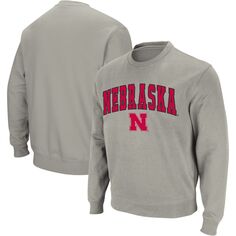 Мужской свитшот с круглым вырезом Colosseum Heather Grey Nebraska Huskers Arch &amp; Logo