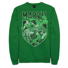 Мужской флисовый пуловер с рисунком Marvel Avengers в стиле ретро зеленого цвета Святого Патрика