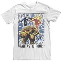 Мужская винтажная футболка с плакатом команды Marvel Fantastic Four