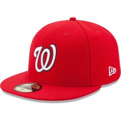 Мужская облегающая шляпа New Era Red Washington Nationals Game Authentic Collection On Field 59FIFTY