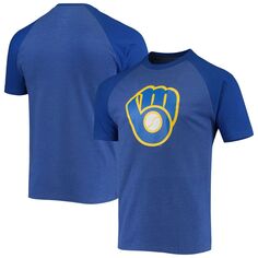 Мужская футболка с принтом реглан Royal Milwaukee Brewers Stitches
