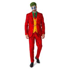 Мужской облегающий костюм для Хэллоуина Suitmeister DC Comics Scarlet Joker с галстуком, красный