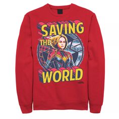 Мужской свитшот с портретом Marvel Captain Marvel Saving The World