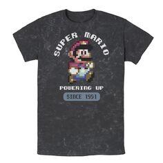Мужская укороченная футболка с пиксельной графикой Nintendo Super Mario, развивающаяся с 1991 года Licensed Character