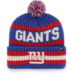 Мужская вязаная шапка с манжетами и помпоном Royal New York Giants Bering &apos;47 47 Brand