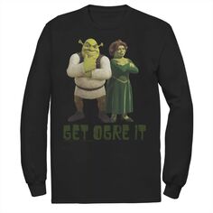 Мужская футболка с текстовым плакатом «Шрек Фиона и Шрек Get Ogre It» Licensed Character