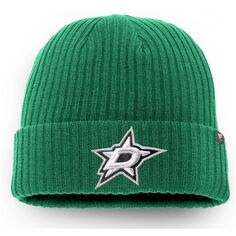 Мужская вязаная шапка с логотипом Fanatics Kelly Green Dallas Stars Core Primary и манжетами