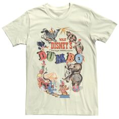 Мужская винтажная футболка с постером к фильму Disney Dumbo Licensed Character