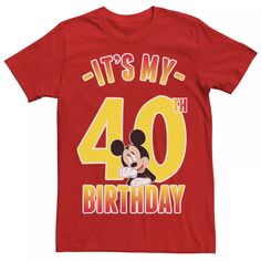 Мужская футболка с градиентным портретом Disney Mickey Mouse It&apos;s My 40th Birthday Licensed Character