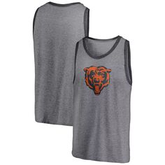 Мужская майка Fanatics с принтом серого/темно-серого цвета с плетением Chicago Bears Famous Tri-Blend майка