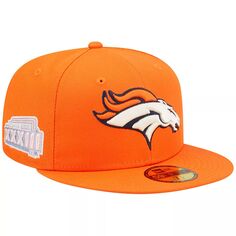 Мужская шляпа New Era Orange Denver Broncos Super Bowl XXXIII Голубая Pop 59FIFTY Облегающая шляпа