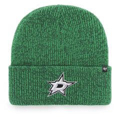 Мужская вязаная шапка с манжетами &apos;47 Kelly Green Dallas Stars Brain Freeze 47 Brand