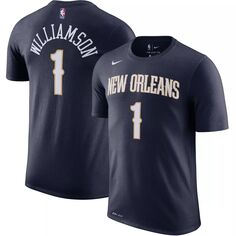 Мужская футболка Nike Zion Williamson Navy New Orleans Pelicans 2019/2020 с именем и номером Performance