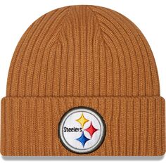 Мужская классическая вязаная шапка New Era Brown Pittsburgh Steelers Core с манжетами