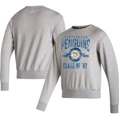 Мужской свитшот adidas Heathered Grey Pittsburgh Penguins Vintage