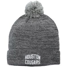 Мужская вязаная шапка с манжетами и помпоном Nike Heathered Grey Houston Cougars Swoosh 201