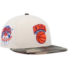 Мужская кремовая/камуфляжная шляпа Mitchell &amp; Ness New York Knicks Hardwood Classics, белая камуфляжная шляпа в честь 50-летия