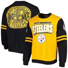 Мужской пуловер Mitchell &amp; Ness Gold Pittsburgh Steelers All Over 2.0