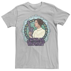 Мужская футболка с изображением профиля принцессы Леи из витражного стекла «Звездные войны» Star Wars