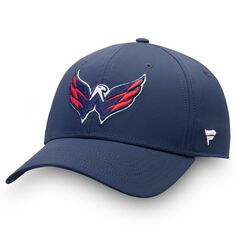 Мужская кепка Fanatics темно-синего цвета с логотипом Washington Capitals Core приподнятой гибкой кепкой Speed