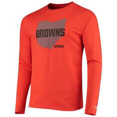 Мужская оранжевая футболка New Era Cleveland Browns State с длинным рукавом