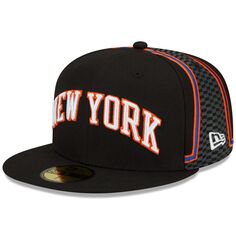 Мужская облегающая шляпа New Era Black New York Knicks 2021/22 City Edition Official 59FIFTY