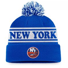 Мужская винтажная спортивная курортная вязаная шапка Fanatics Royal New York Islanders с манжетами и помпоном