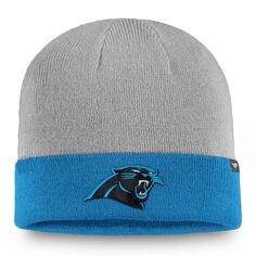 Мужская двухцветная вязаная шапка NFL Pro Line от Fanatics Branded Heathered Grey/Blue Carolina Panthers с манжетами