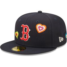 Мужская облегающая шляпа New Era Navy Boston Red Sox Chain Stitch Heart 59FIFTY