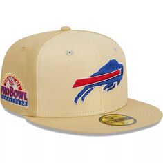 Мужская приталенная шляпа New Era цвета хаки Buffalo Bills из рафии спереди 59FIFTY