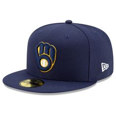 Мужская бейсболка New Era Navy Milwaukee Brewers Home Authentic Collection On-Field 59FIFTY