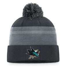 Мужская угольная вязаная шапка Fanatics San Jose Sharks Authentic Pro Home с манжетами и помпоном