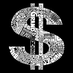 Знак доллара — мужской свитшот с круглым вырезом с рисунком Word Art LA Pop Art