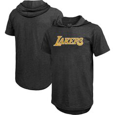 Мужская черная футболка с капюшоном с надписью Majestic Threads Los Angeles Lakers Tri-Blend