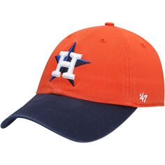 Мужская регулируемая шляпа &apos;47 оранжевого/темно-синего цвета Houston Astros Alternate Clean Up