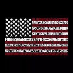 Флаг 50 штатов США — мужской свитшот с круглым вырезом с рисунком Word Art LA Pop Art
